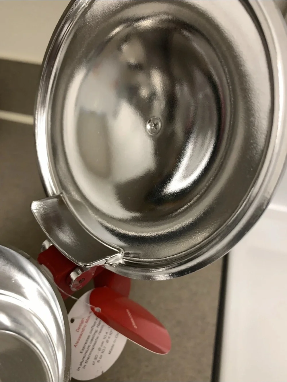 Moka Alessi Espresso Coffee Maker AAM33/6 Moka Pot 6 Cup Red Handle No Box